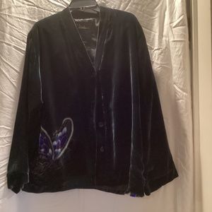 Black velvet hand painted jacket